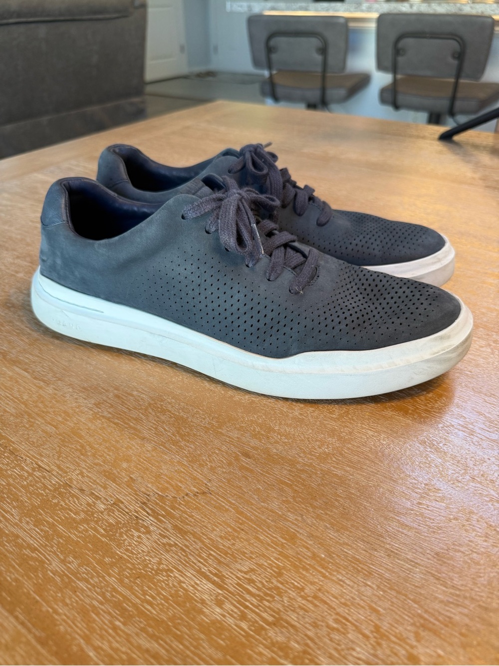 Cole Haan Perforated Leather Lace-Up Sneakers - White Sole size 10